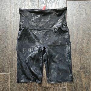Spanx by Sara Blakely faux leather camo print bike shorts